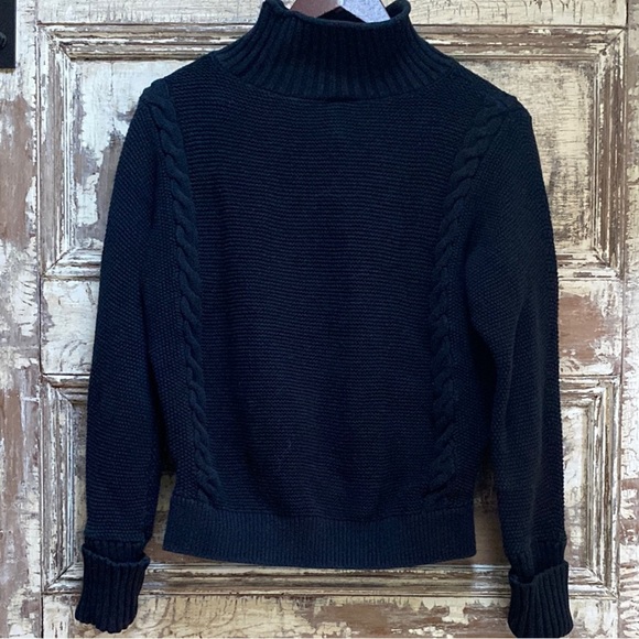 GAP Cable Knit Turtleneck Sweater, Black, , Size Small - Picture 6 of 7